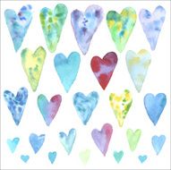 Set of watercolor hearts N4