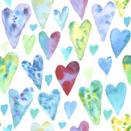 Seamless pattern with watercolor hearts N5
