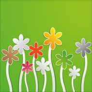 Spring flower varicolored paper green background