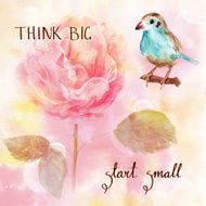 &#039;Think big start small&#039; watercolor inspirational card