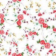 Vintage style watercolour rose seamless background pattern N2