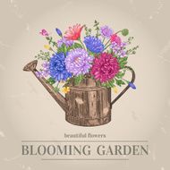 Flowers and watering can