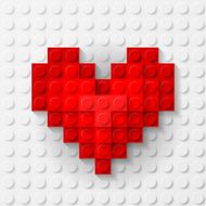 Red heart made of construction kit
