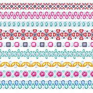 Colorful gemstones seamless horizontal borders set N11