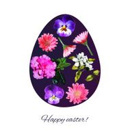 Easter egg decorated with flowers and herbs card