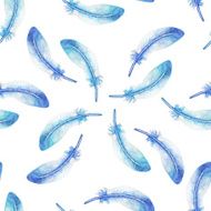 Watercolor feather seamless pattern N3