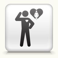 Square Button with in Love Stick Figure