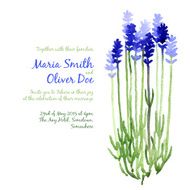 Vector background with blue watercolor lavender N12