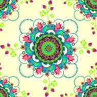 Mandala flower and butterflies