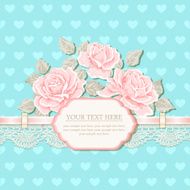 Vintage background with roses ribbon lace