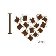 I love coffee Symbol heart of cups hot