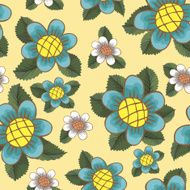Seamless patterns with flowers vector N9