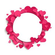 Vector romantic frame pink paper hearts