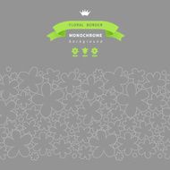 Simple floral seamless border on grey background