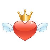 Winged heart with shiny crown