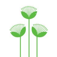 Green Flowers Line art isolated on white