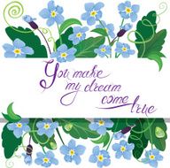 Vintage holiday card with forget me not flowers