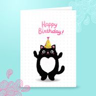 Happy Birthday card background with a cat N18