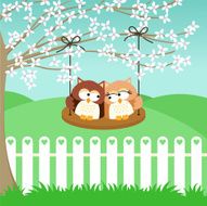 Couple owls on Swing