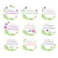 Illustration set of floral label for wedding Vector N2