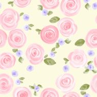 hand drawn watercolor roses and cute little flowers seamless pattern N13