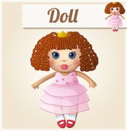 Girl doll Cartoon vector illustration Series of children&#039;s toys N2