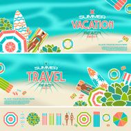 Set of summer beach banners and icons