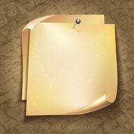Old note paper with black pin on text pattern background