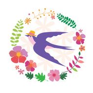Floral design with swallow