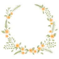 Hand painted watercolor floral round frame Vector illustration N4