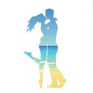 young couple and ocean landscape N4