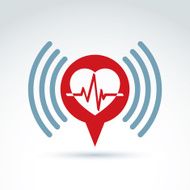 Speech bubble with red heart and ecg symbols Love sign