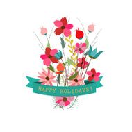 Cute floral bouquets in vintage style N8