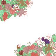 Hand drawn floral vector doodle corner card design N2