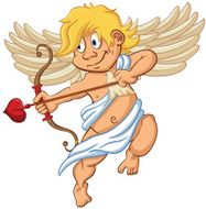 Cupid is shooting from the bow Illustration with simple gradients