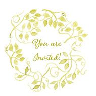 You are invited card Floral wreath watercolor hand drawn N2