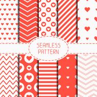Set of romantic seamless pattern with hearts Wrapping paper Chevron