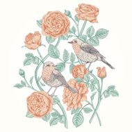 Card with roses and birds