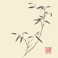 Japanese style upward bamboo branch