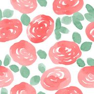 abstract watercolor roses seamless vector pattern N4