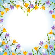 Template heart with spring flowers