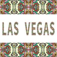 Las Vegas sign with tribal ethnic ornament Decorative frame border