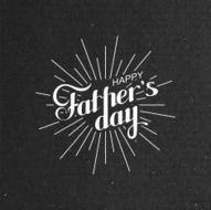 handwritten Happy Fathers Day retro label with light rays N4