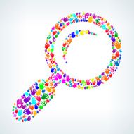 Magnifying Glass on Hands Pattern White Background N2