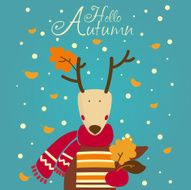 Romantic Autumn concept card with a Reindeer