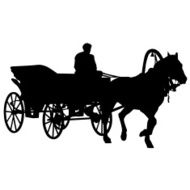 Silhouette horse and carriage with coachman N3