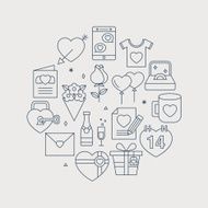valentine's day line icon circle set N7