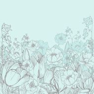 Vector elegance floral background with graphic spring flowers N3