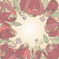 Vector elegance floral background with graphic spring flowers N4