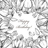 Vector elegance floral background with graphic spring flowers N5